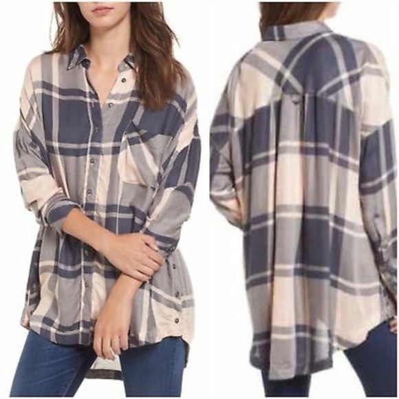 Free People Oversized Plaid Tunic - Picture 1 of 16